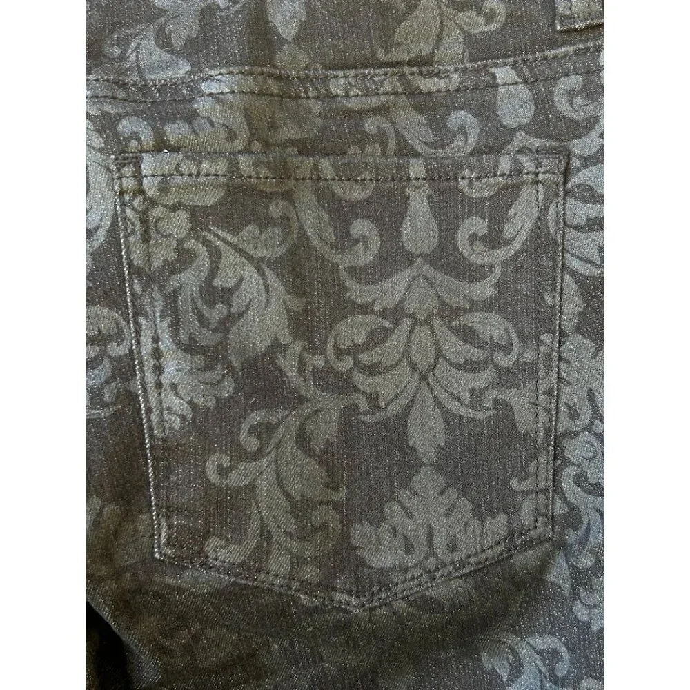 White House Black Market Women's Baroque Print‎ Pants Size S Noir Cotton Blend